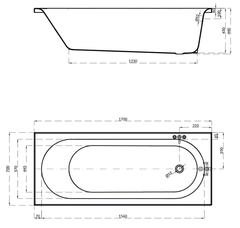 Ванна Cersanit Octavia 170x70 117887 