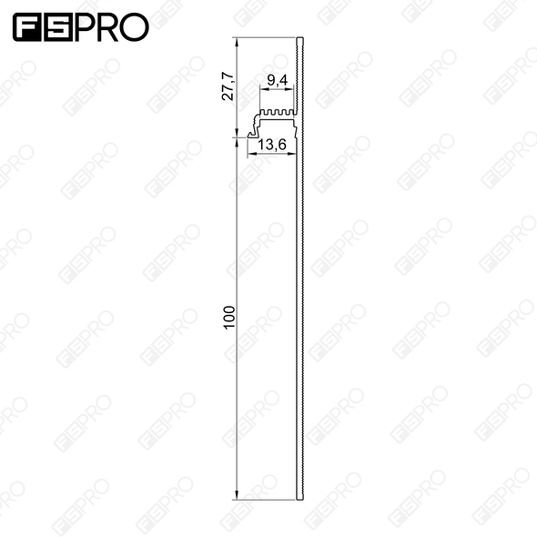 Plintă din aluminiu montare ascunsă F1.100L8 2.5m
