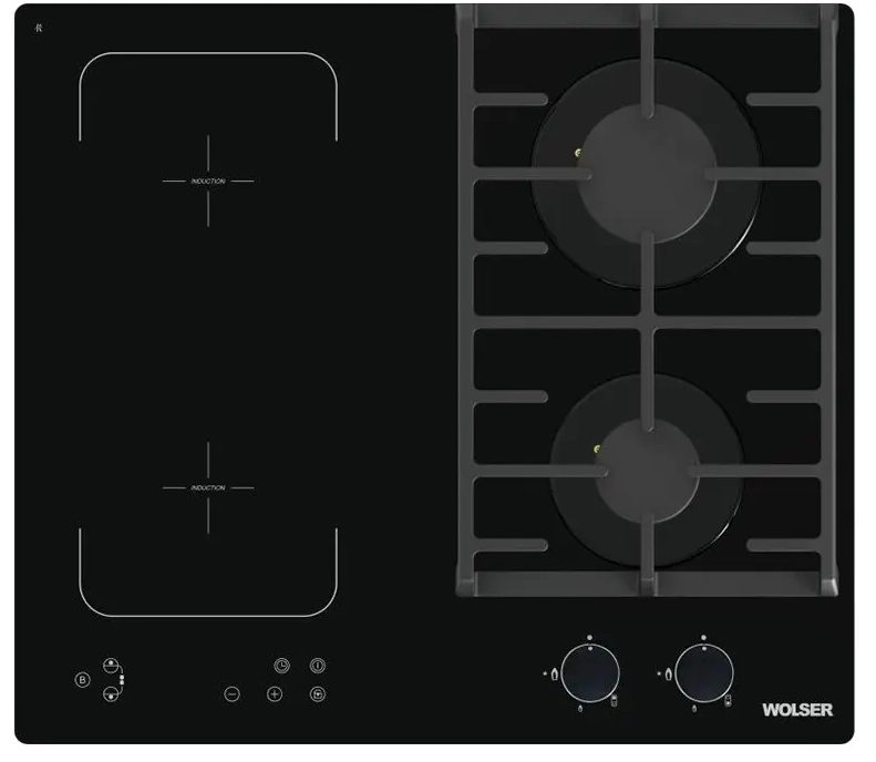 Plită combinată incorporabilă Wolser WL-QX602G2IND Black 