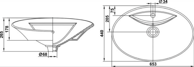 Раковина KeraminTrino 65 1c