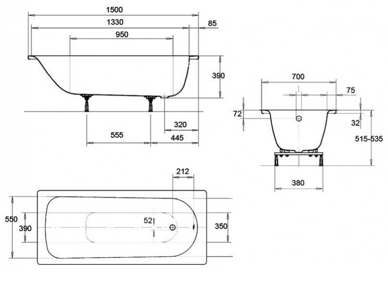 Ванна Eurowa 150x70