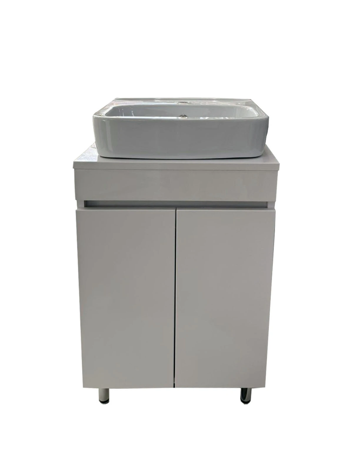Dulap pentru lavoar Lavabo 900006222 + Lavoar Square 45 cm alb 1c cu gaura set.fix Keramin 
