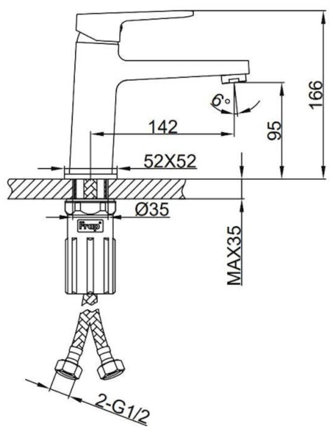 Baterie pentu lavoar Frap F 1090 Alama 0046 