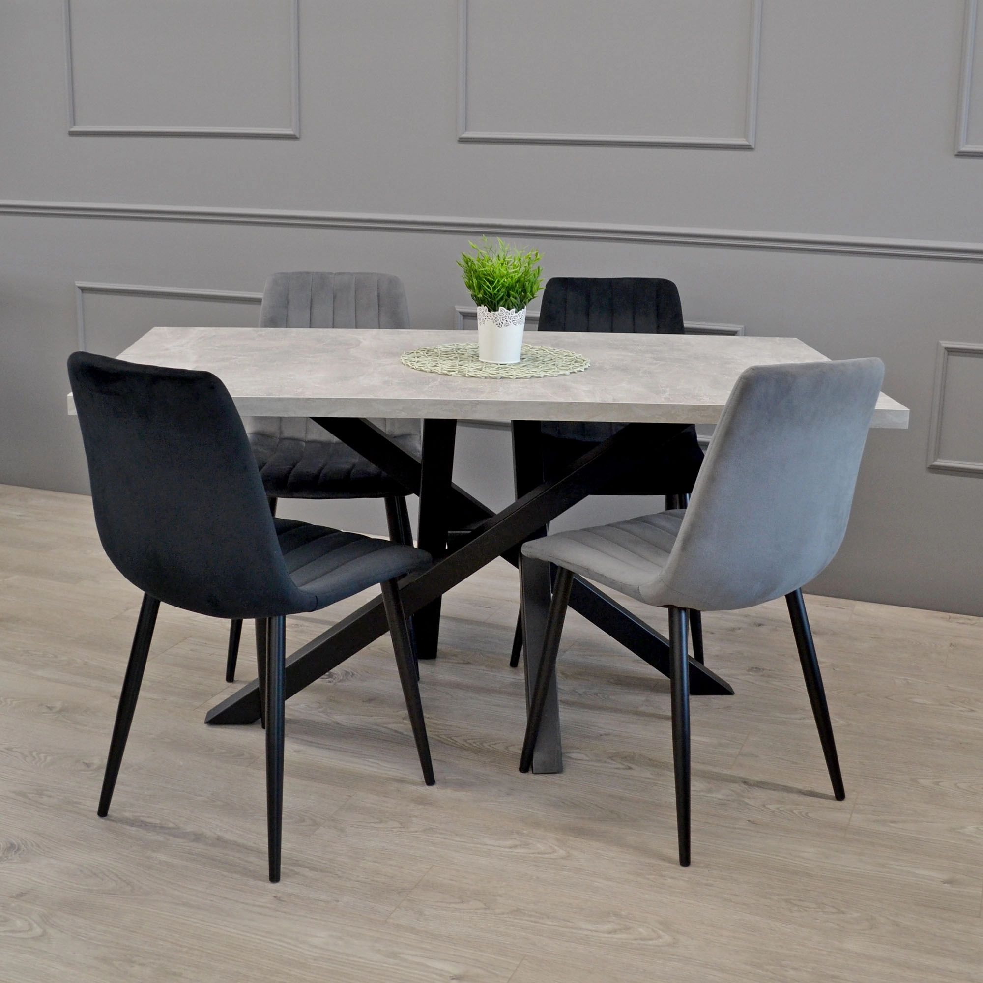 Scaun DC-90P N 21 Catifea Dark Grey+Black