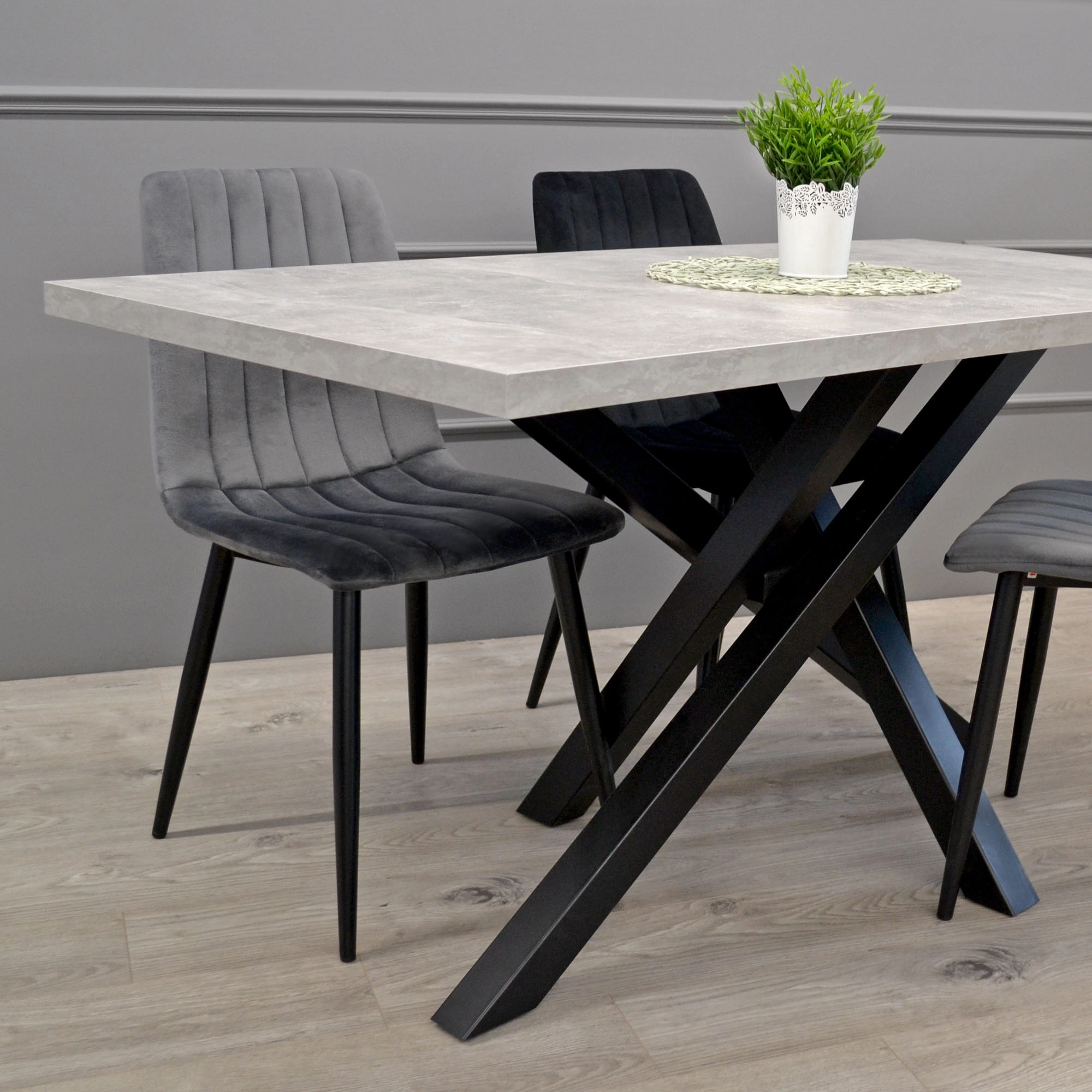 Scaun DC-90P N 21 Catifea Dark Grey+Black