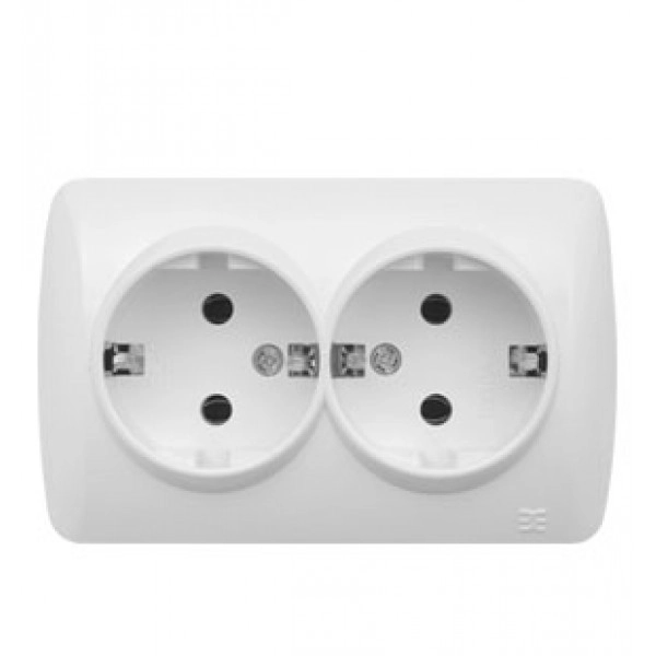 Розетка двойная Schuko белый ELBI