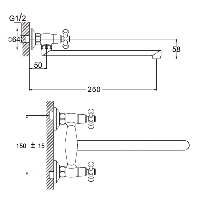Смеситель настенный TMK DTZ 12-B