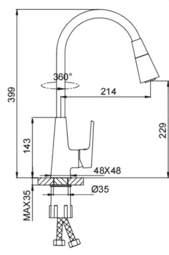 Смеситель Frap Inox F 4471-6 1404  Black
