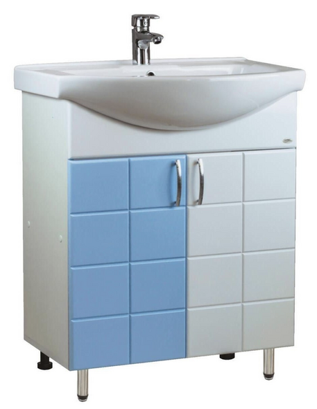 Шкаф под умывальник  Domino белый-синий Basic 60 11558 