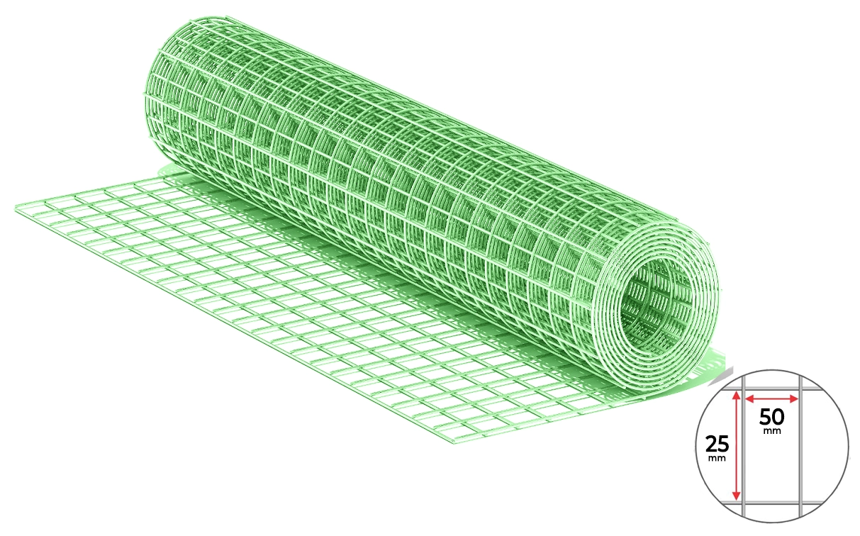 Plasă sudată zincată PVC 25.4*50.8 D1.6