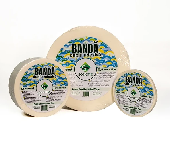 Bandă dublu adezivă Sonotiz spumă 10mm×2m