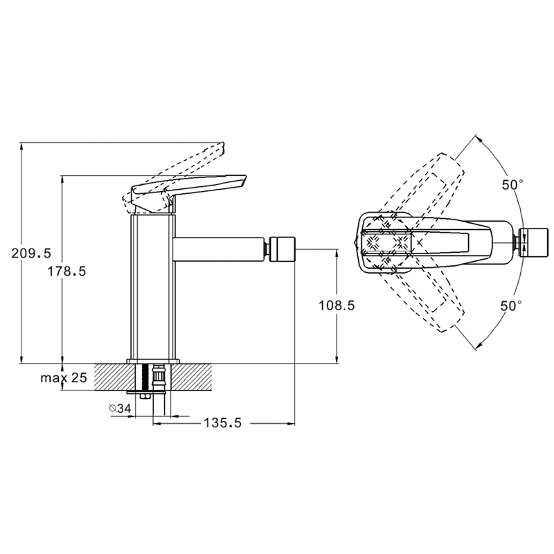 Смеситель для биде ZEGOR NOF-2