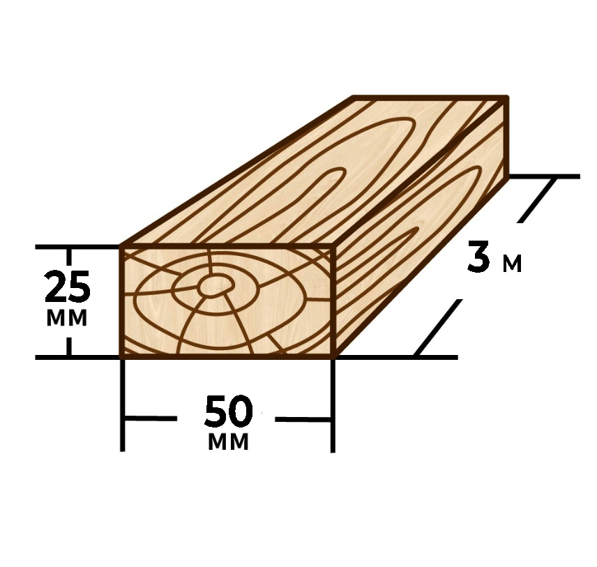 Брус 25x50мм 3м