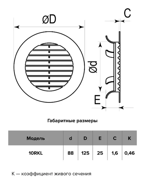 Grilă ventilație D100 white 10RKL