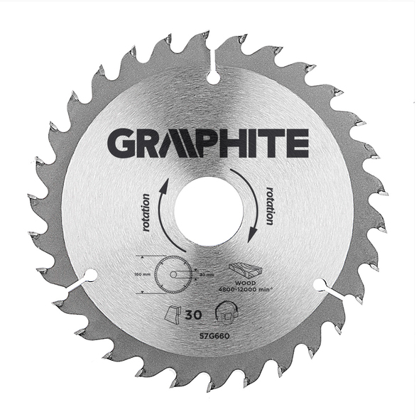 Диск по дереву Graphite 160x20mm 30 зубов 3960