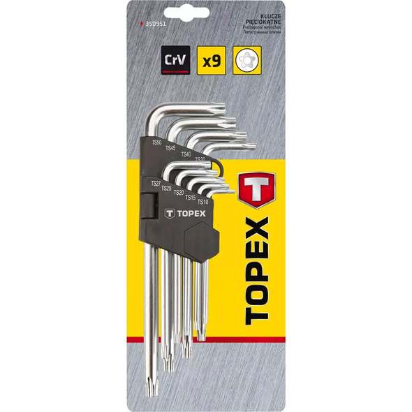 Набор пятигранных ключей Topex TS10-50 длинные 9шт 35D951