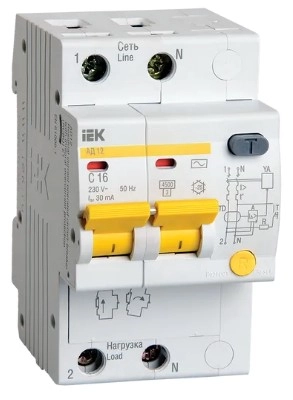 Întrerupător automat diferențial AD12 2P 30mA IEK  16A 3906