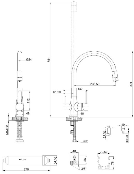 Смеситель Invena Glamour BZ-02-F04-V