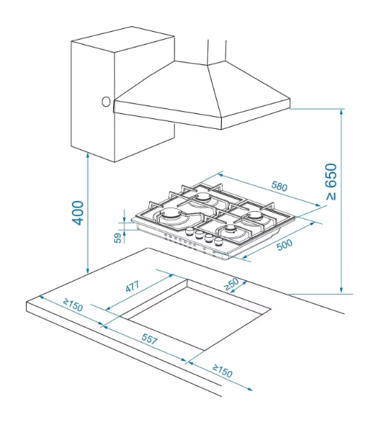 Aragaz incorporabil Candy CHXG64CNB 