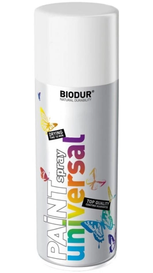 Спрей краска Biodur 400ml белый глянец 9010