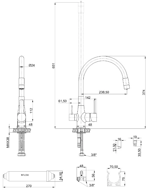 Смеситель Invena Glamour BZ-02-F08-V 