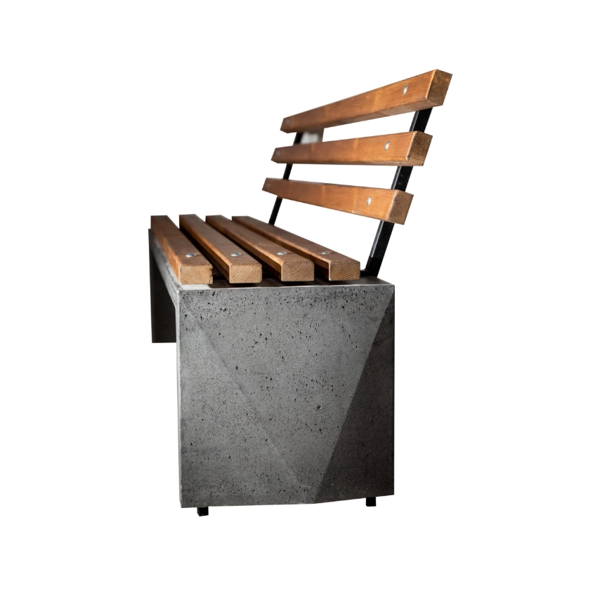 Bancă de beton cu spetează din lemn