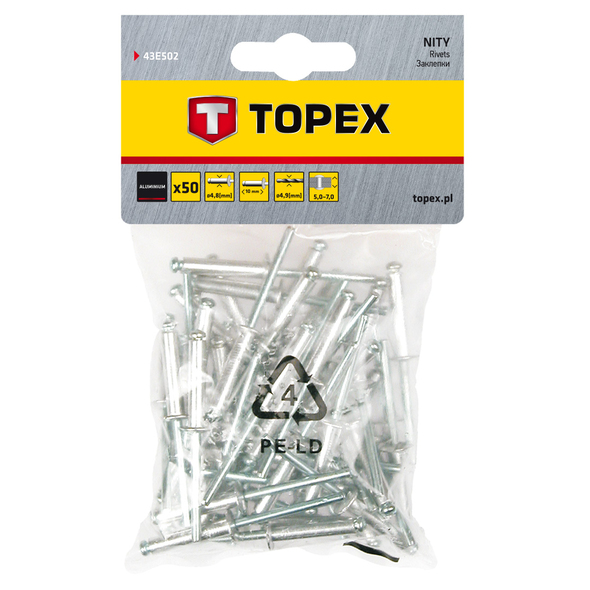 Алюминиевые заклепки Topex 4.8x10mm 380