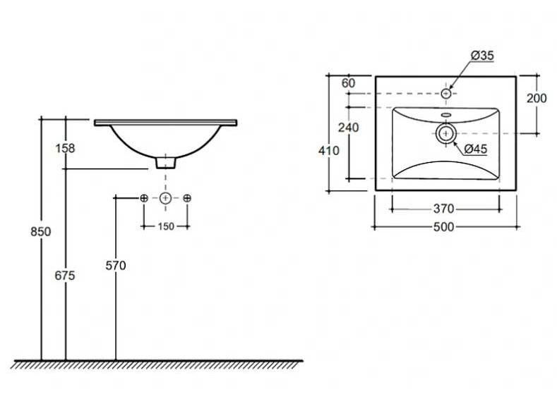 Lavoar Keramin Bergamo Nova 50 FS alb 1c