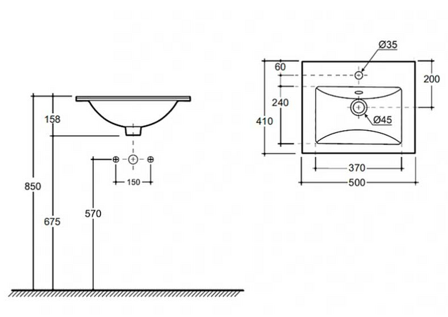 Раковина Keramin Bergamo Nova 50 FS белая 1c 