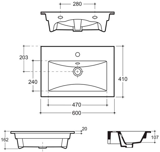 Lavoar Keramin Bergamo Nova 60cm FS alb 1c