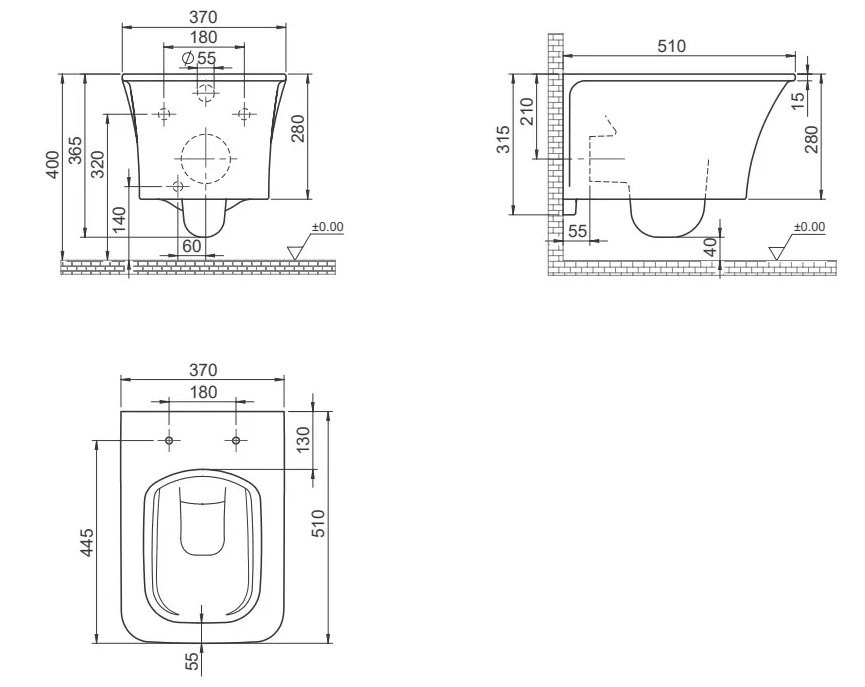 Vas WC suspedat Ibiza Duroplast Ibiza Slim 109731 