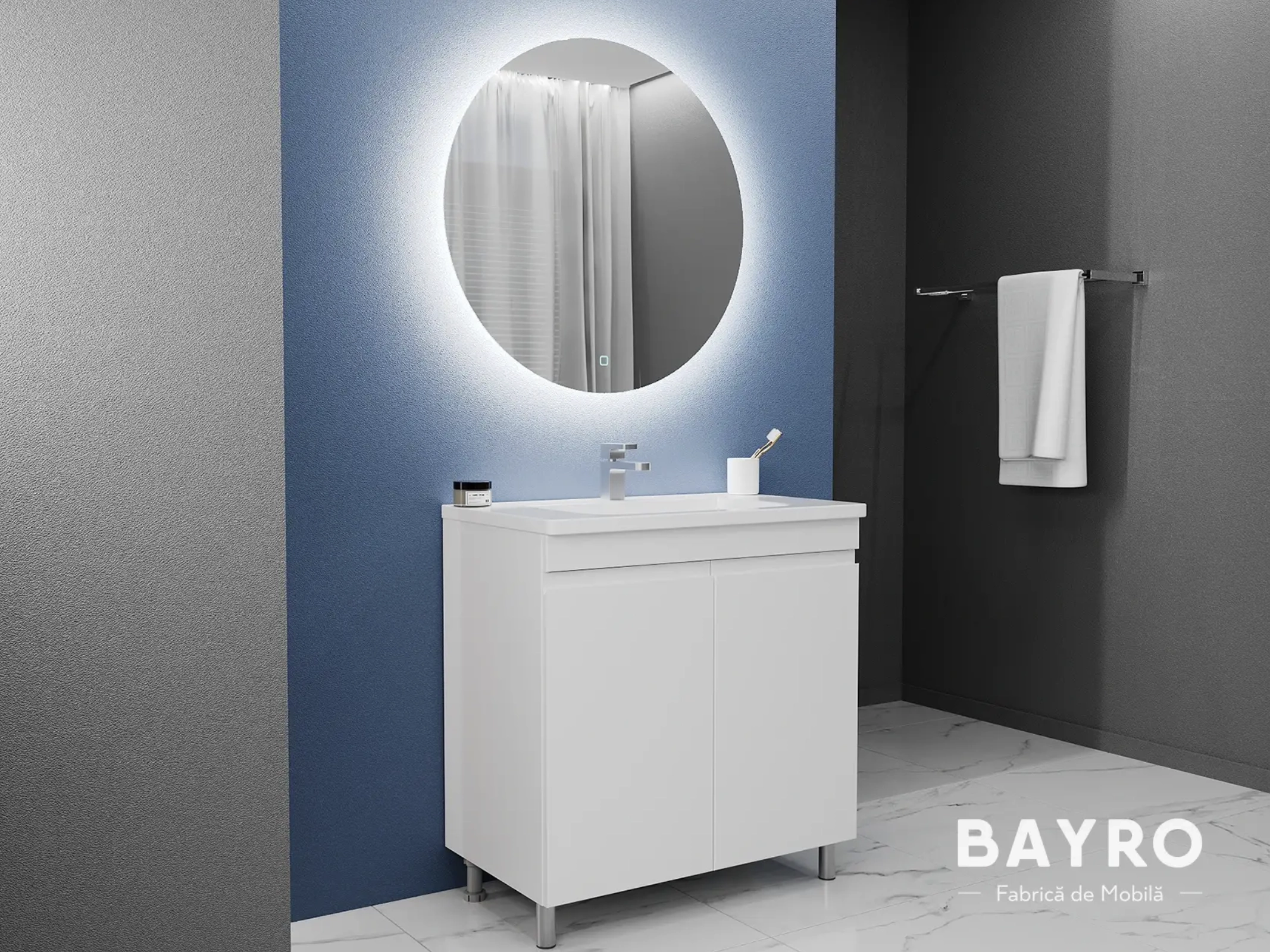 Dulap pentru lavoar Bayro Stuudio Duo 118776 + lavoar Nomi Argo 500 117254 