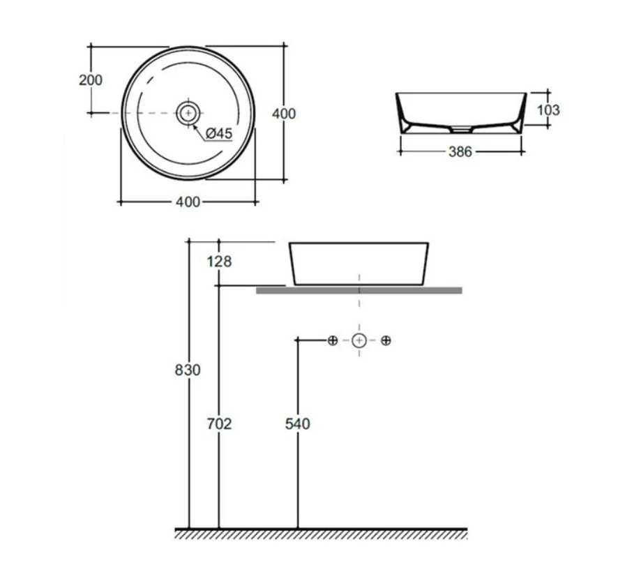 Накладной умывальник Arena 40 cm FS  1c Keramin 