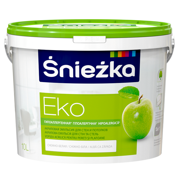 Краска водоэмульсионная, акриловая Eko Sniezka 10l
