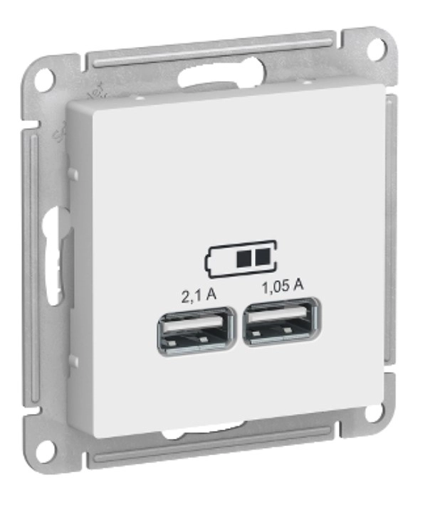 Розетка Atlas USB 5V 2.1A/1.05A ATN000133 20410