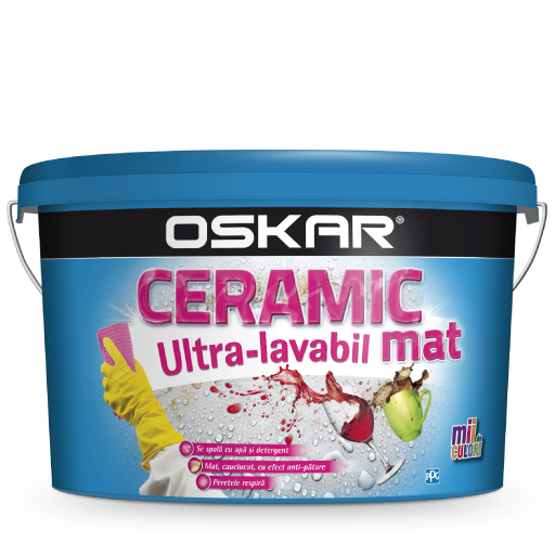 Vopsea Oskar Ceramic Ultravalabil Int Alb Mat 8.5l
