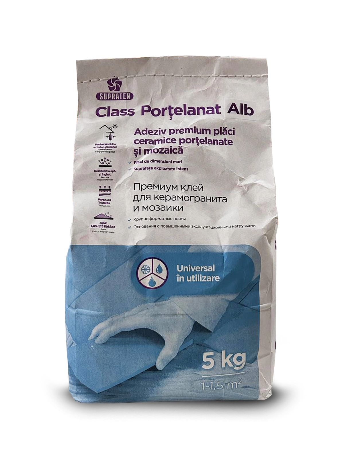 Adeziv Supraten Class Porțelanat alb 5 kg 