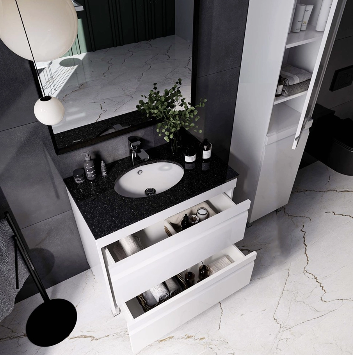 Dulap pentru lavoar Viscon 75 New white  1512138 