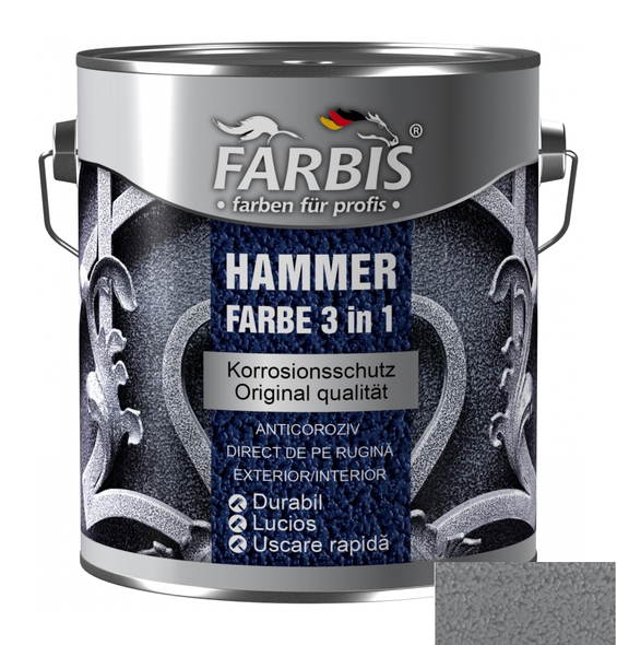 Эмаль Farbis 3в1 эффект удара молотка 0.75л silver