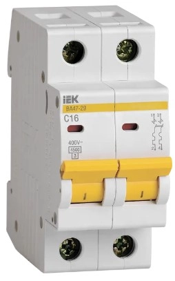 Întrerupător automat IEK BA47-29 2P 4.5kA 16A C 02533