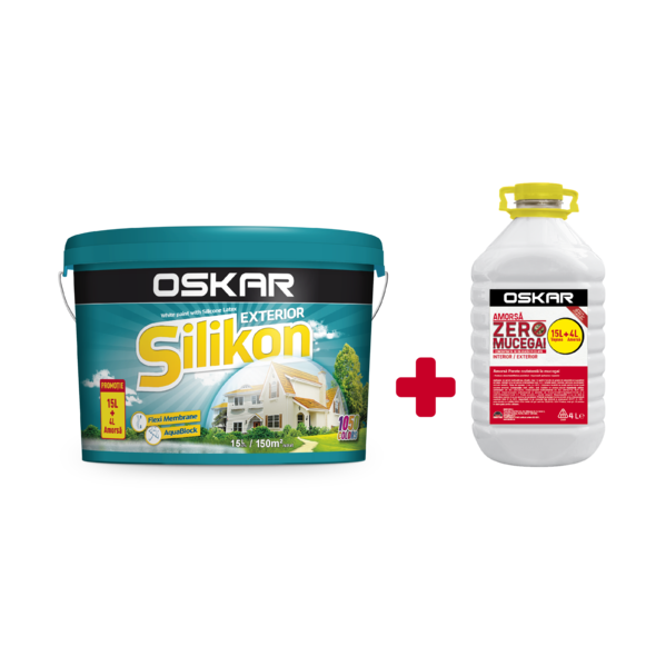 Vopsea Oskar Silikon 15l alba +4l grund