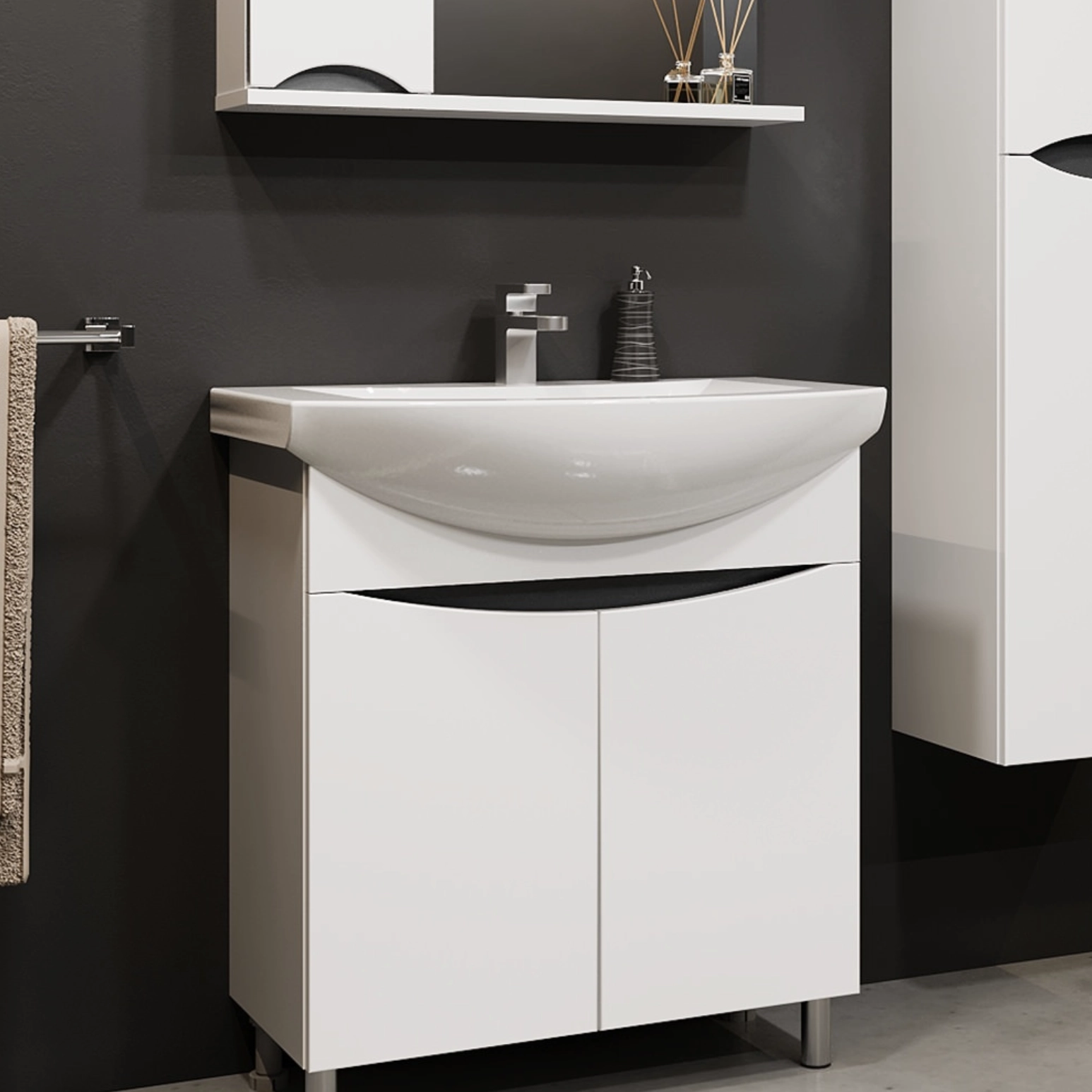 Dulap pentru lavoar Bayro Elara Duo 122187 + lavoar Sanovit Zenon 650 6422 